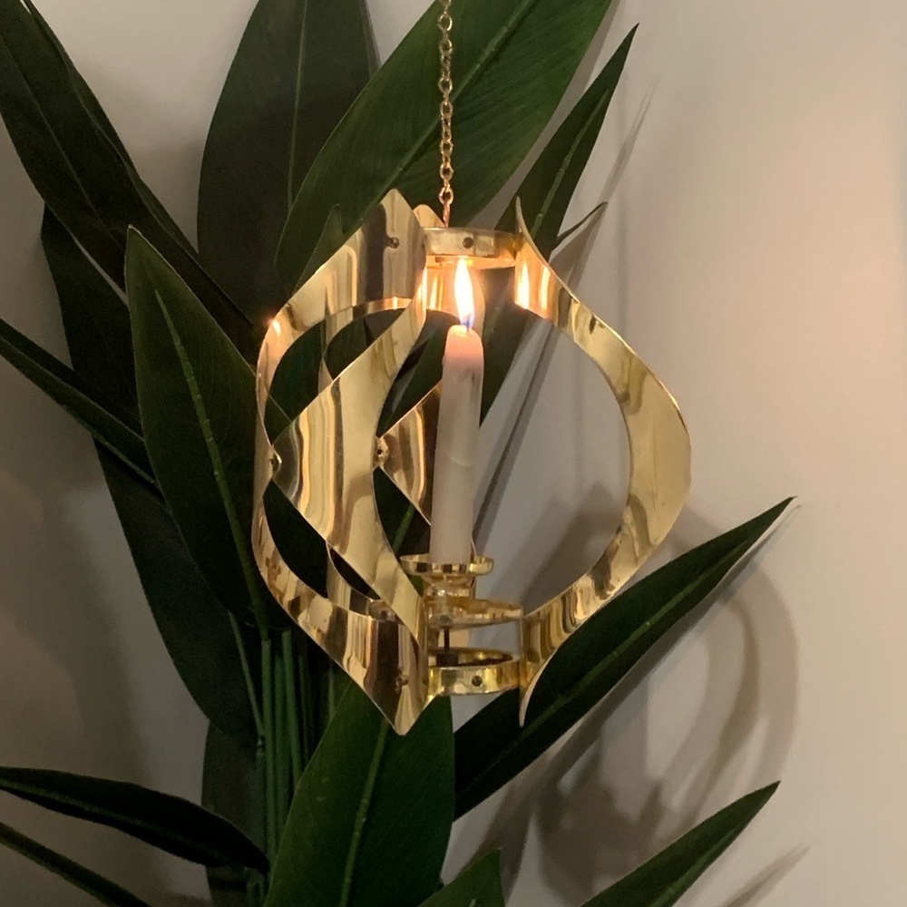Vtg Mid Century Modern Mascot Hanging Chain Candle Holder Light Fixture‎ 1960s